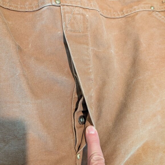 Carhartt Overall Bibs Mens 46x34 Brown Double Knee Workwear Canvas Vintage XL - Picture 5 of 12